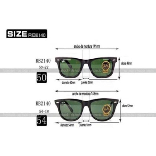 wayfarer sunglasses sizes
