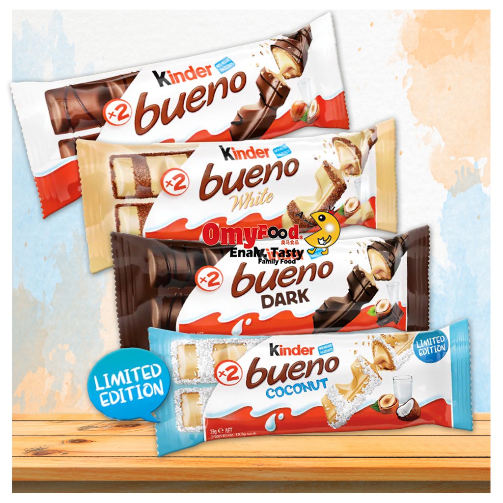39g / 43g Kinder Bueno [Original / White / Dark / Coconut Chocolate] 1 ...