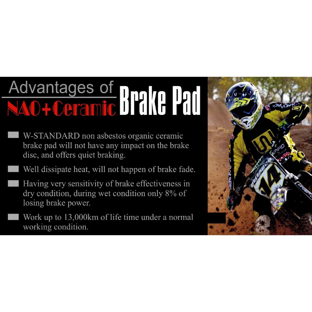 WStandard NAO Ceramic Racing Brake Pad  [RGV/LC/SRL/Y125Z/Y125/125Z/NINJA/KRISS/2/SMASH/FZ/EGO/NOUVO/110/120/135/150/250]  | Shopee Malaysia