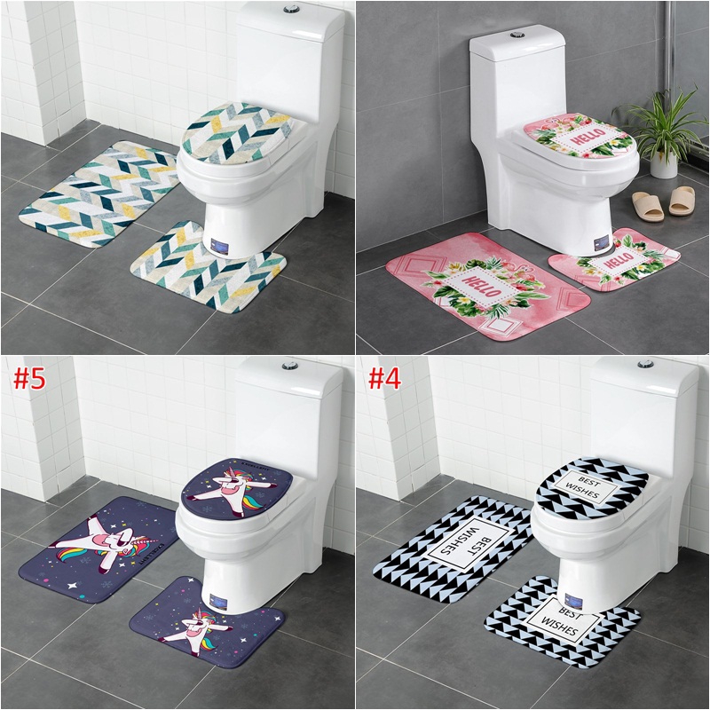 3pcs Set Bathroom Mat Non Slip Bath Rug Toilet Seat Cover Pedestal Rug Shopee Malaysia