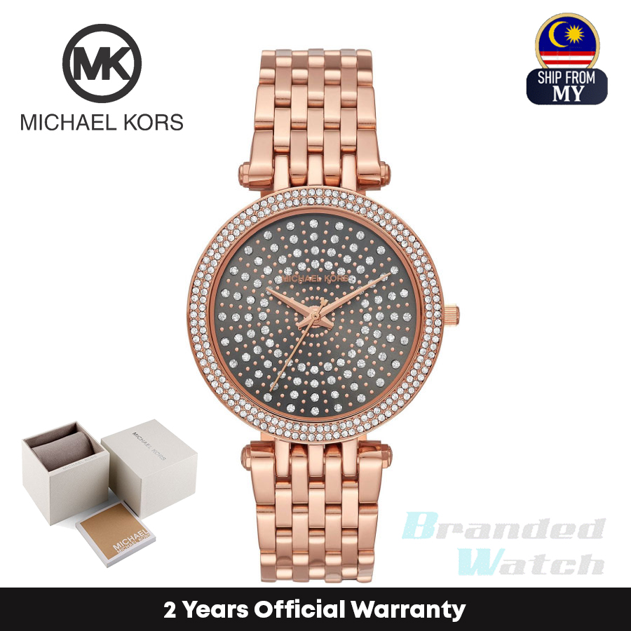 Officail Warranty]MichaelKors MK4408 Women's Analog Quartz Darci Grey  Crystal Pave Dial Rose Gold Stainless Steel Watch | Shopee Malaysia