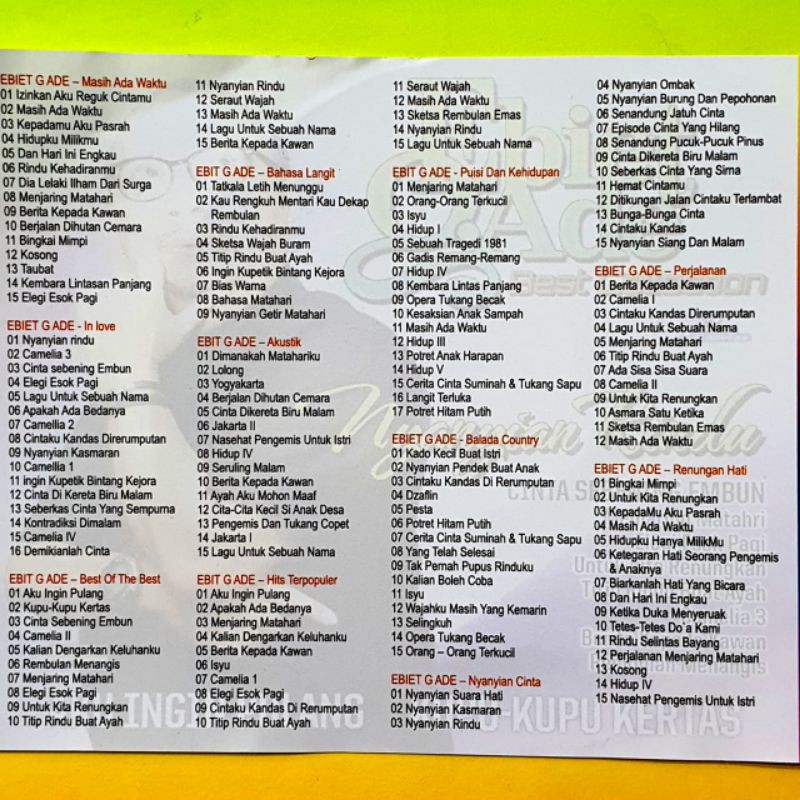 Mp3 Music Audio Cassette 130 Songs Ebiet G Ade Complete Full Album Lagu Indonesia Tembang Lawas Kaset Mp3 Musik Audio 130 Lagu Ebiet G Ade Lengkap Full Album Lagu Indonesia