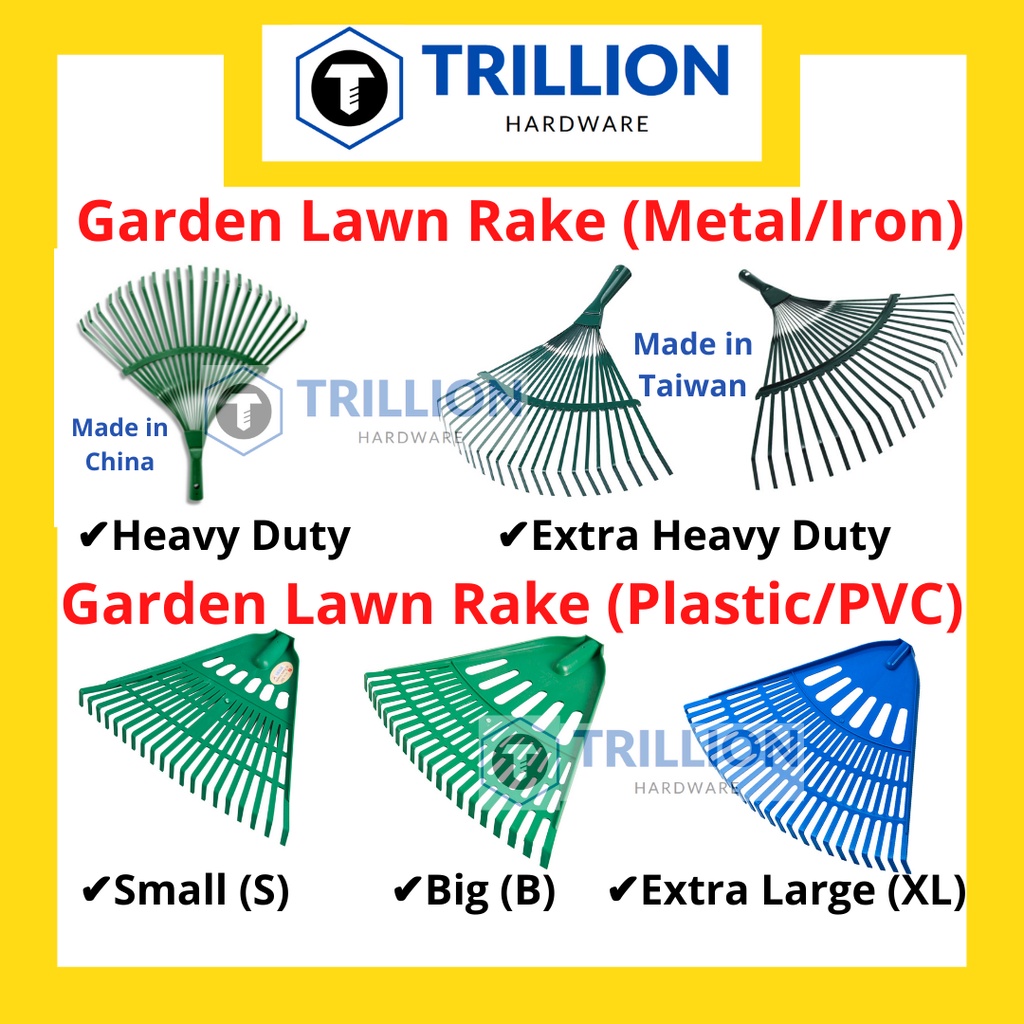 [Ready Stock] Garden Lawn Rake Metal Plastic PVC Pencakar Rumput Cakar