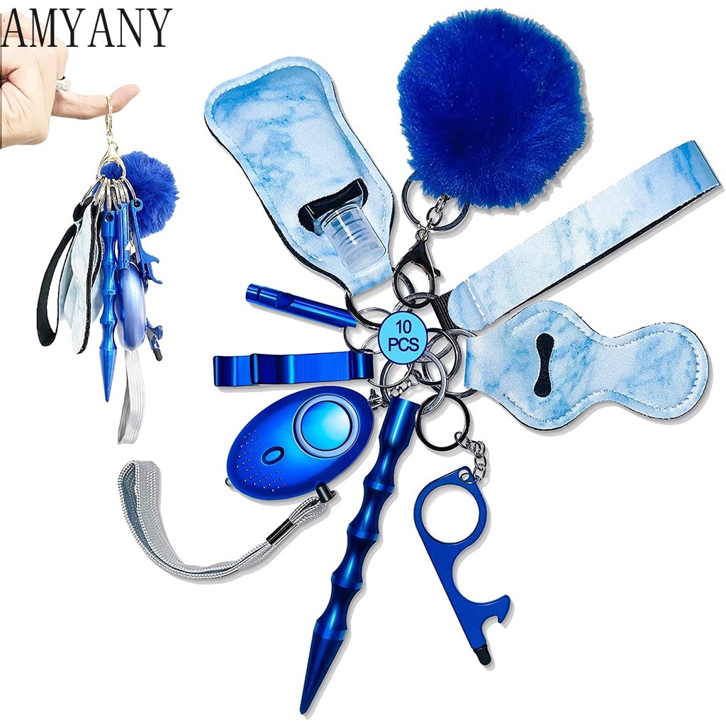 10pcs Personal Alarm Self Defense Keychain,Safety Keychain Accessories