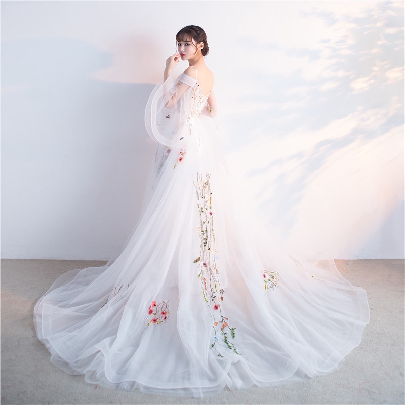 Evening Dress 2019 New Long Style Flower Fairy Banquet White Party