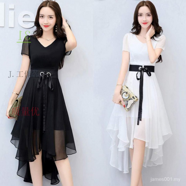 Summer slim chiffon dress 2021 summer new women's clothing Korean version is thin and medium-length small fragrance skirt women's spot