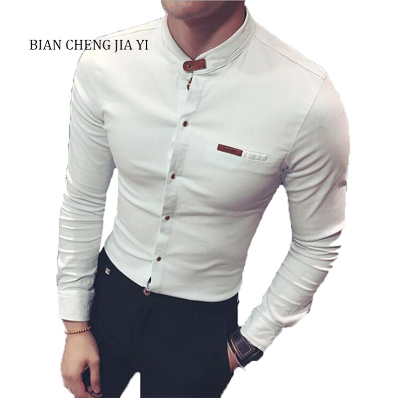 Men White Solid Wild Casual Business Slim fit Square collar Formal Men  Shirts | Shopee Malaysia