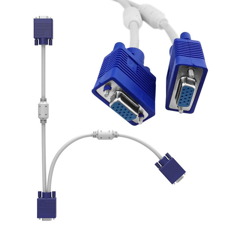 15pin Vga Splitter Cable 1 Male To 2 Female Y Adapter Monitor Converter Shopee Malaysia 8056