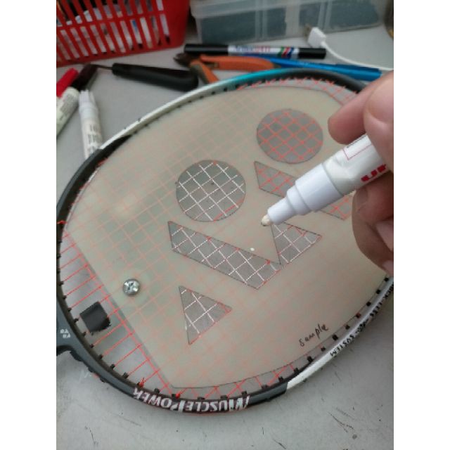 raket badminton/yonex racket/ paint markerpen. for logo