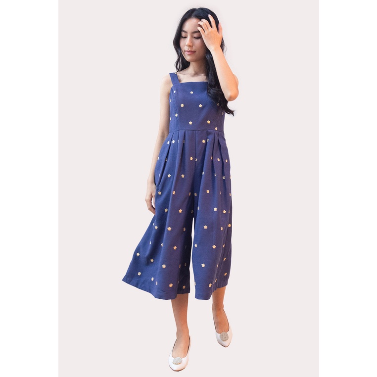 Lzzie Thekla Embroidery Jumpsuit - Navy and Terracotta
