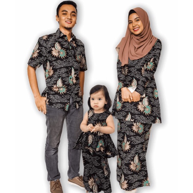 Set Sedondon Family Kurung Batik  Kemeja  Batik  Hitam 