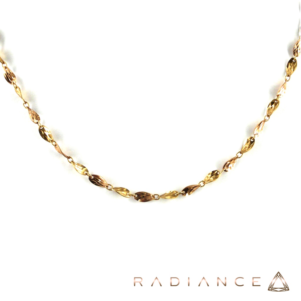 RADIANCE 18K Two-Colored-Gold Leaf Design Necklace