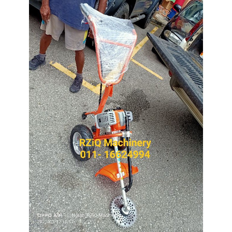 RZiQ Kaba/Victa 52cc MESIN RUMPUT TOLAK 2 roda + mata potong dahan pokok buluh lalang (handpush mower 2 stroke engine)