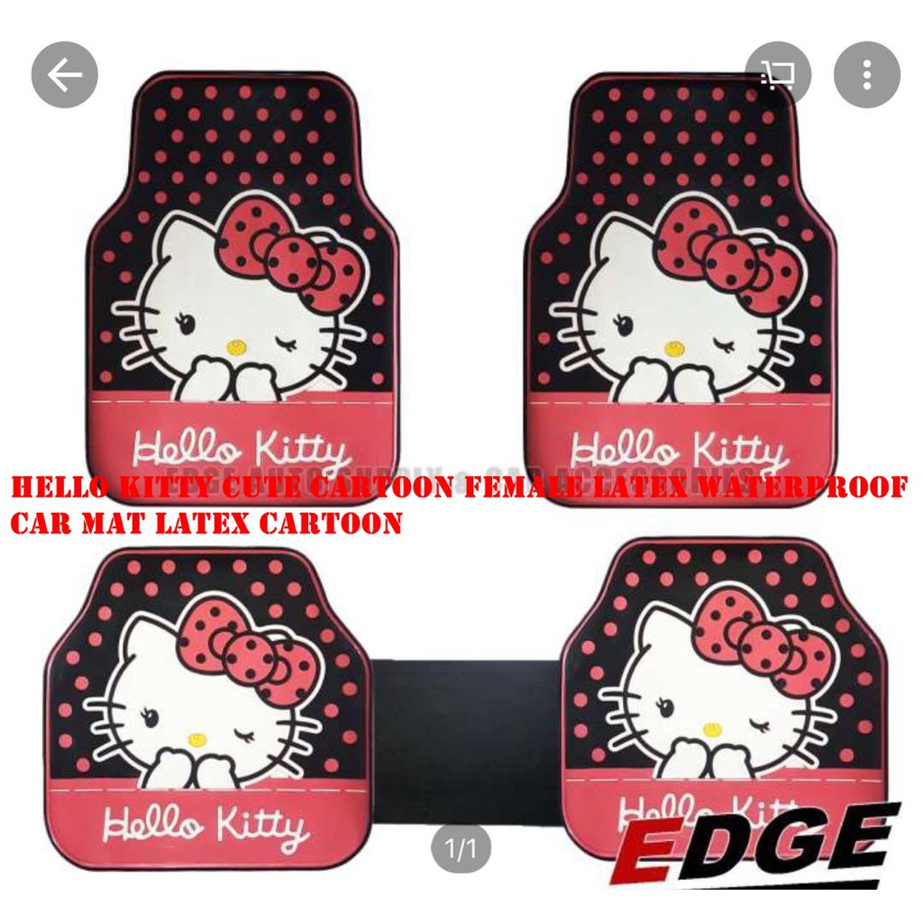 Hello Kitty Carpet Car Floor Mats Rubber 5pcs Sets Ribbon Black