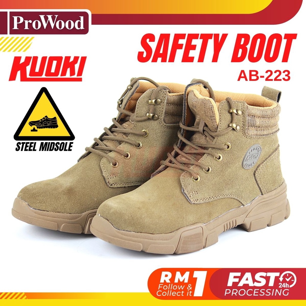 KUOKI Original Safety Boot Army Tactical Outdoor Hiking Hardware Shoes Steel Midsole Kasut Boot Kerja ( AB- 223 )