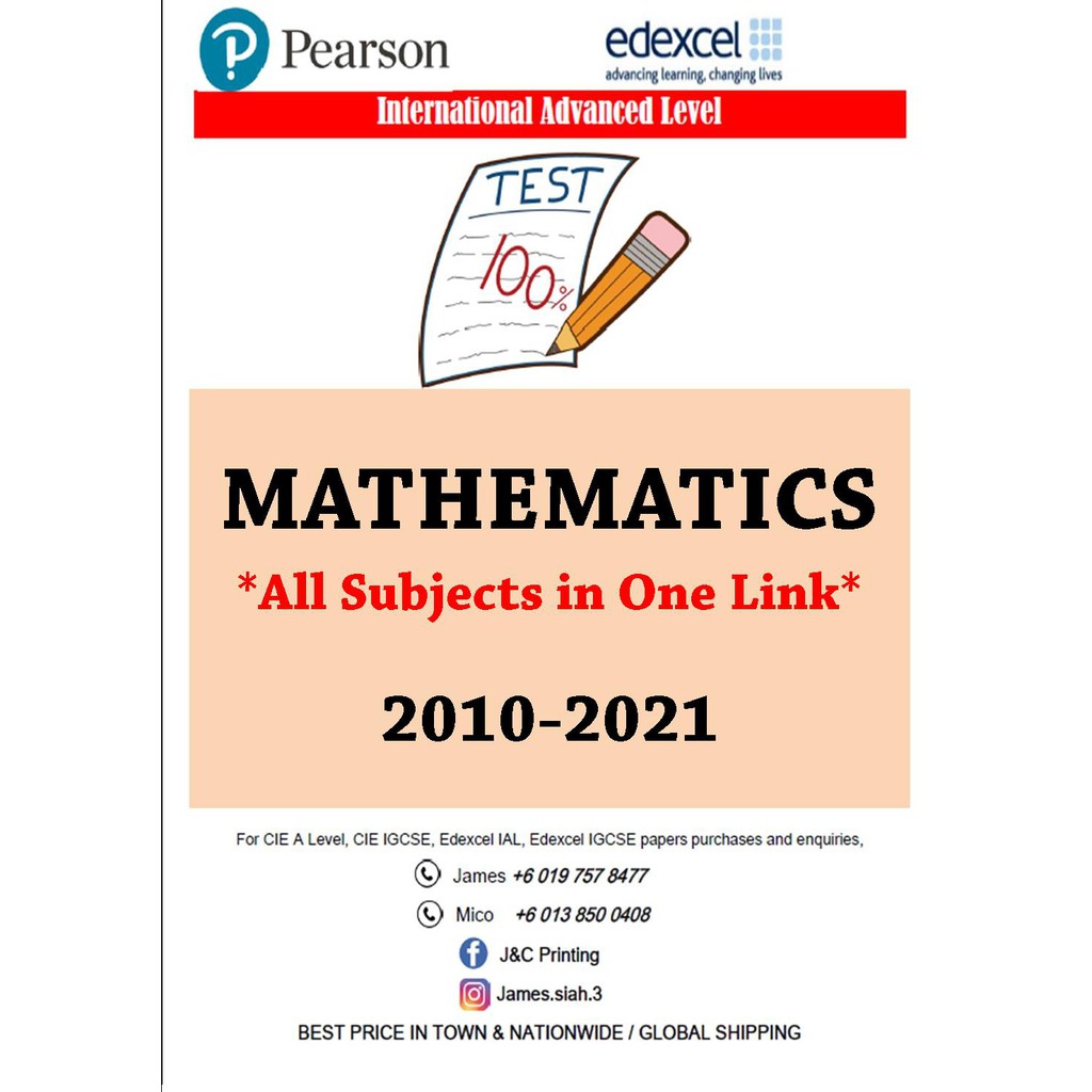 Edexcel A Level IAL Past Year Papers Mathematics ( All Subject In One ...