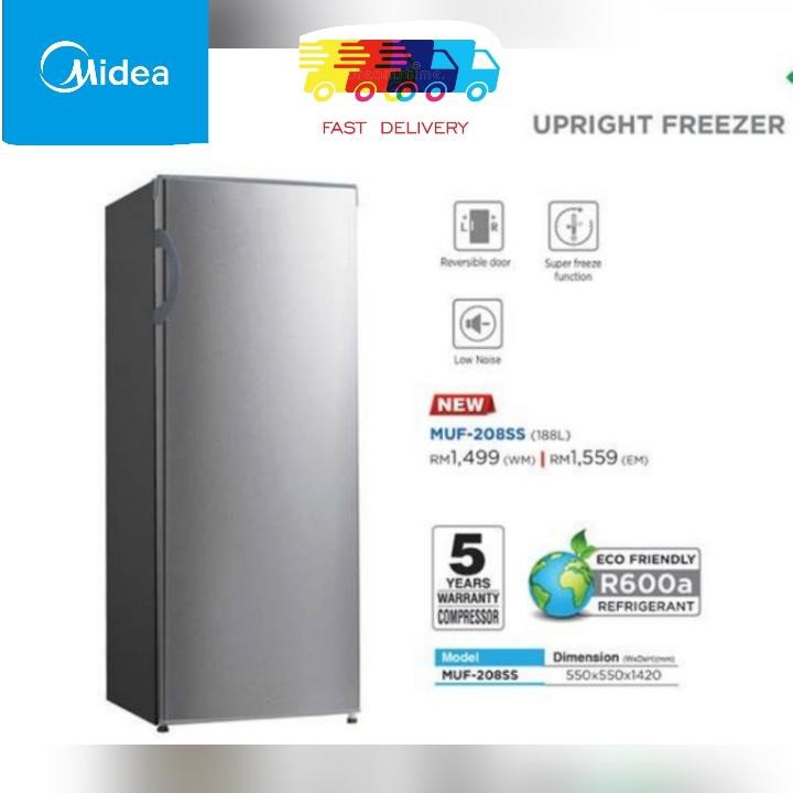 Midea Upright Freezer 188L MUF208SD ( 5 Year Compressor Warranty