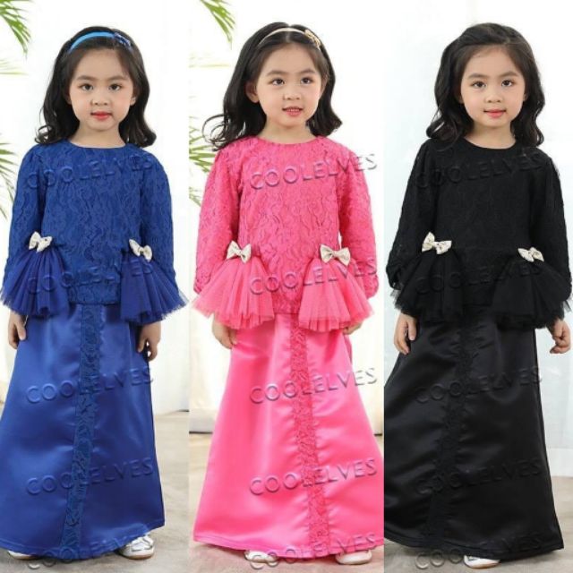  Baju  Raya Budak  Muslimah  Baju  Kurung Peplum Tutu Shopee 