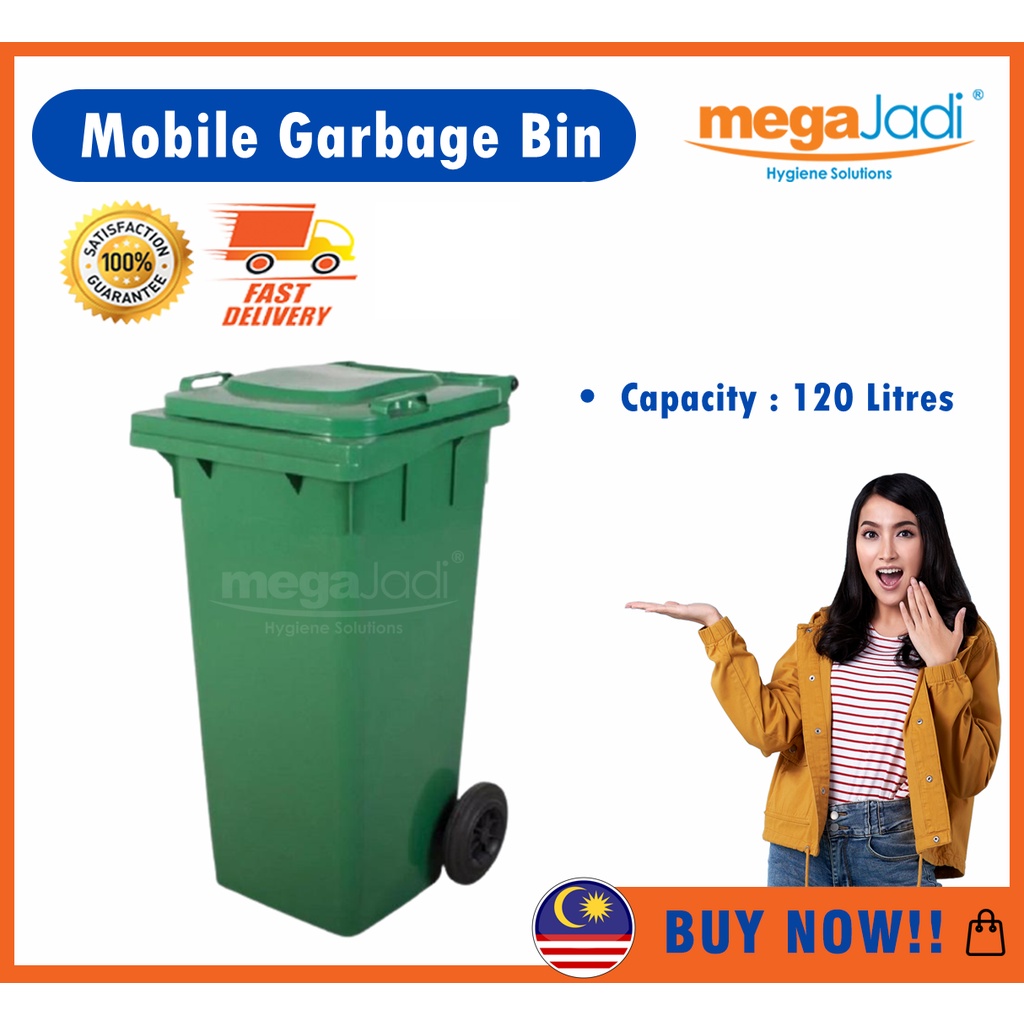 Mobile Garbage Bin 120Litres / Waste Bin /Tong Sampah Beroda Serbaguna