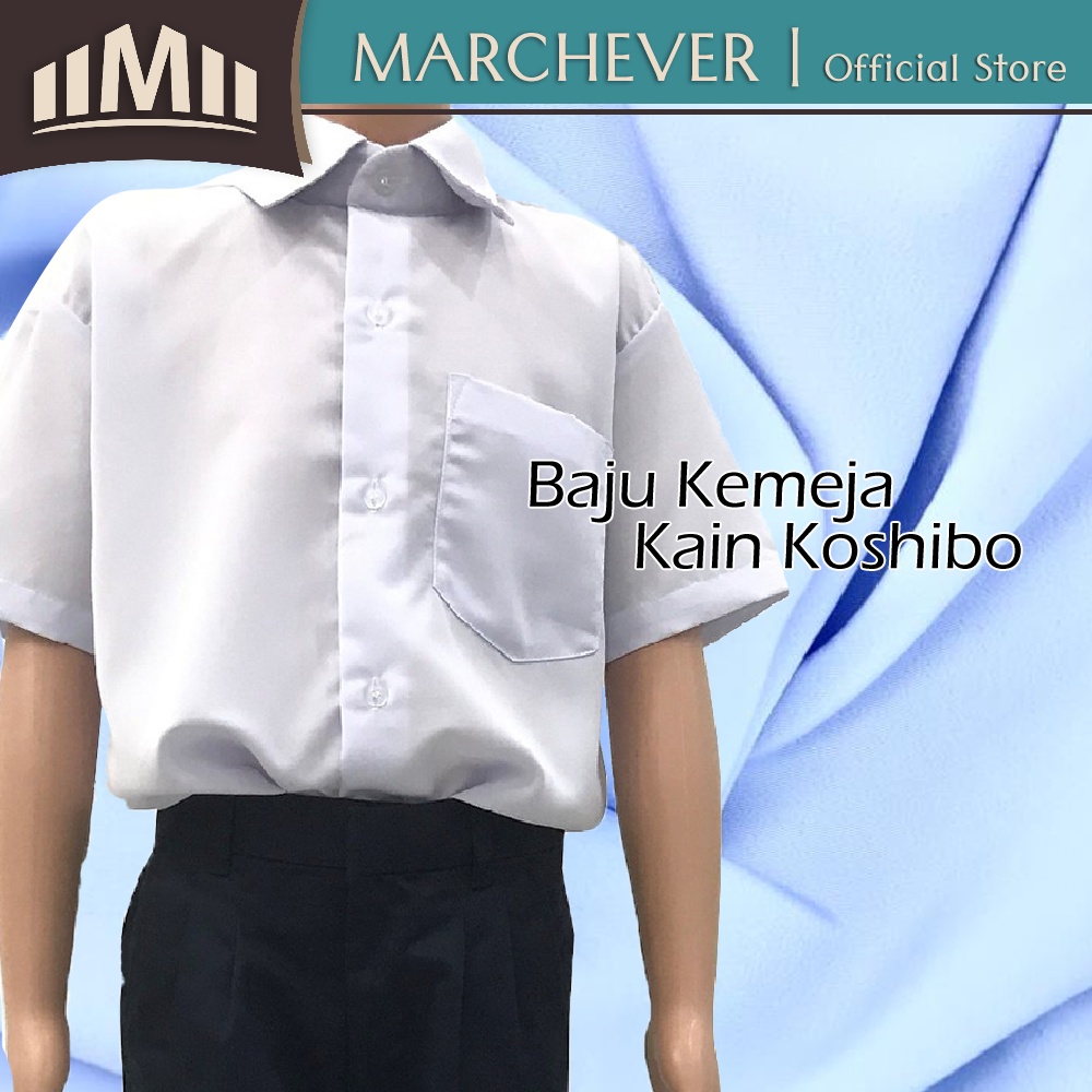 School Uniform Boy Shirt Baju Kemeja Putih Unisex Lelaki Perempuan Sekolah Rendah Lengan Pendek Kain Licin Lembut Koshib