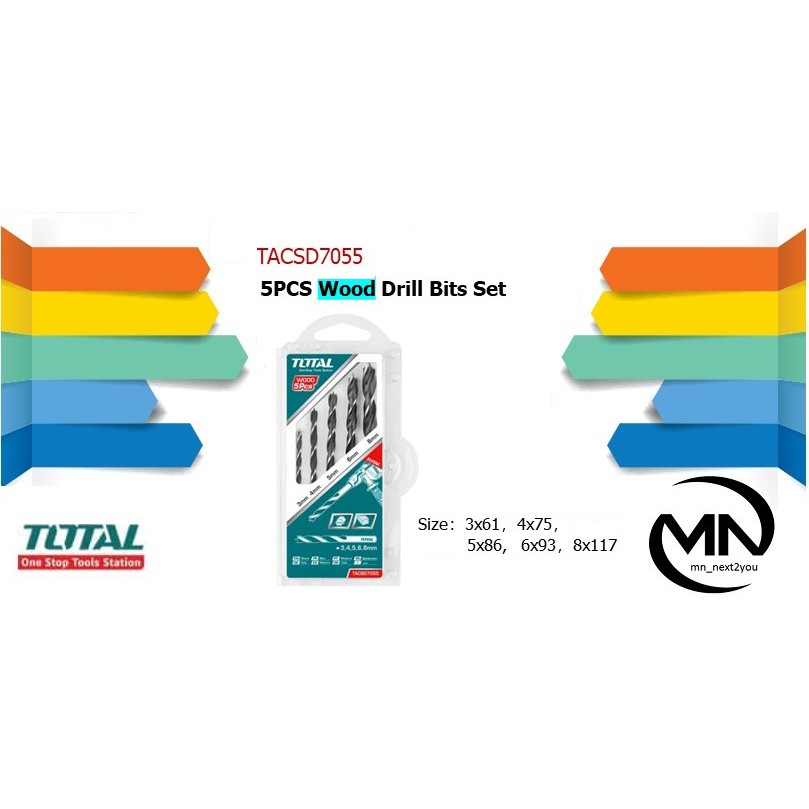 total-tacsd7055-wood-drill-bit-set-3mm-to-8mm-3mm-8mm-mata-drill-kayu