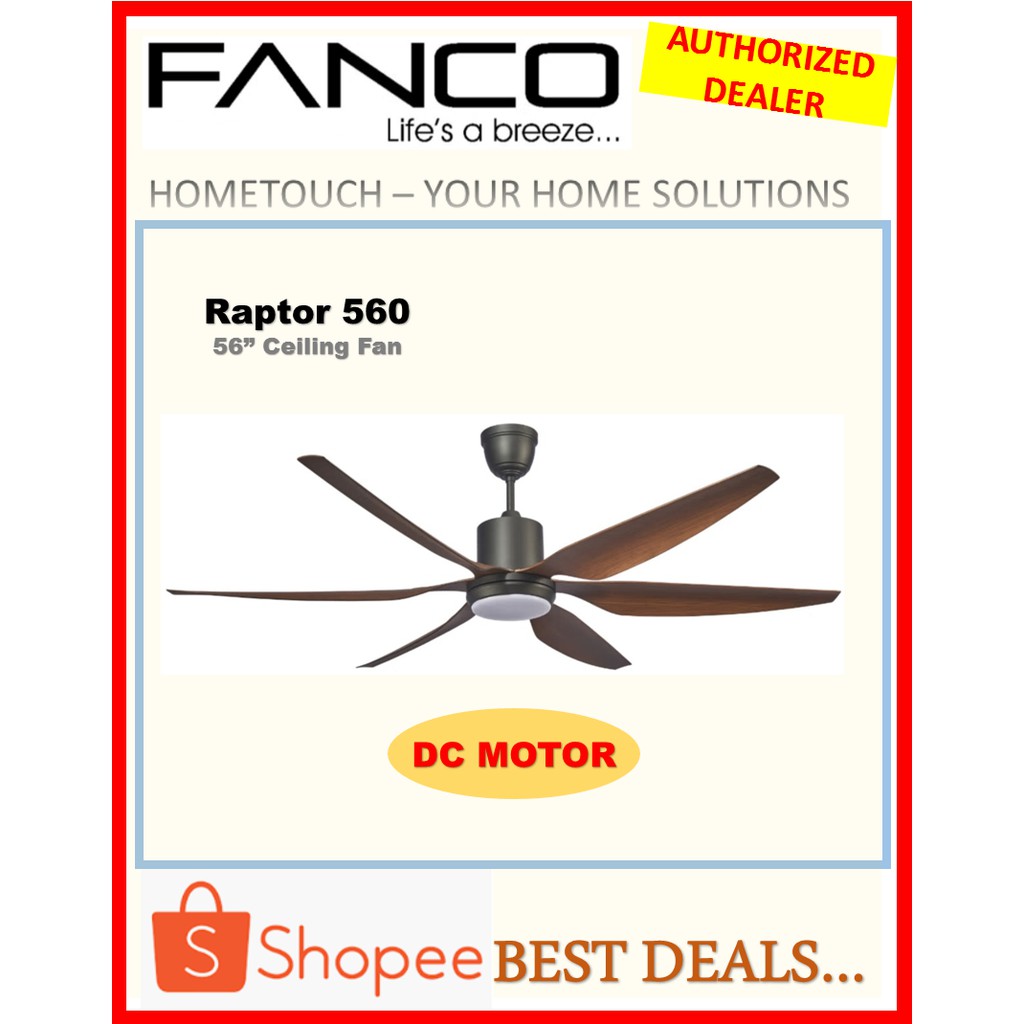 Fanco Raptor560 56 Dc Motor Ceiling Fan With 3 In 1 Led Lights Wd Colour