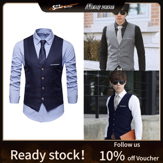 【【SL Boutique】Men suit vest fashion men suit vest slim waistcoat mens vest Korean style suit vest trendy handsome Rompi sut lelaki Perniagaan lelaki memakai jaket lelaki【M-6XL】