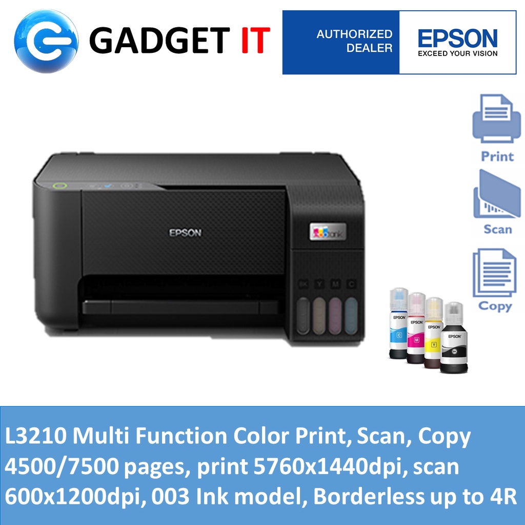 EPSON L3210 Multi Function Color Print, Scan, Copy 4500/7500 pages