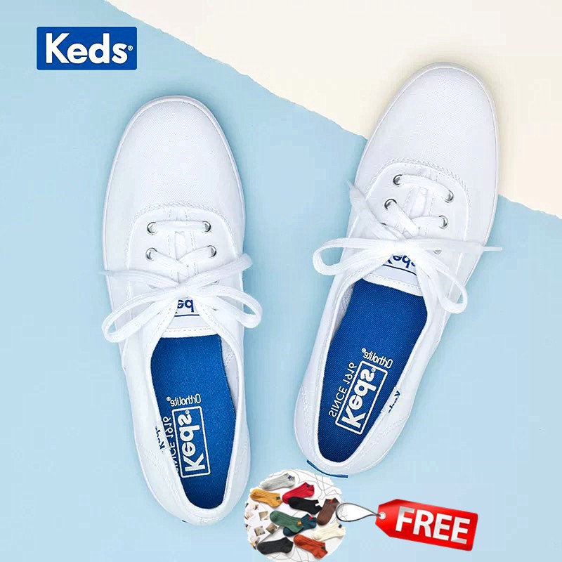 ?PROMO??? Keds （free two pairs of socks ）classic women shoes canvas shoes  white shoes fashion casual comfortable | Shopee Malaysia
