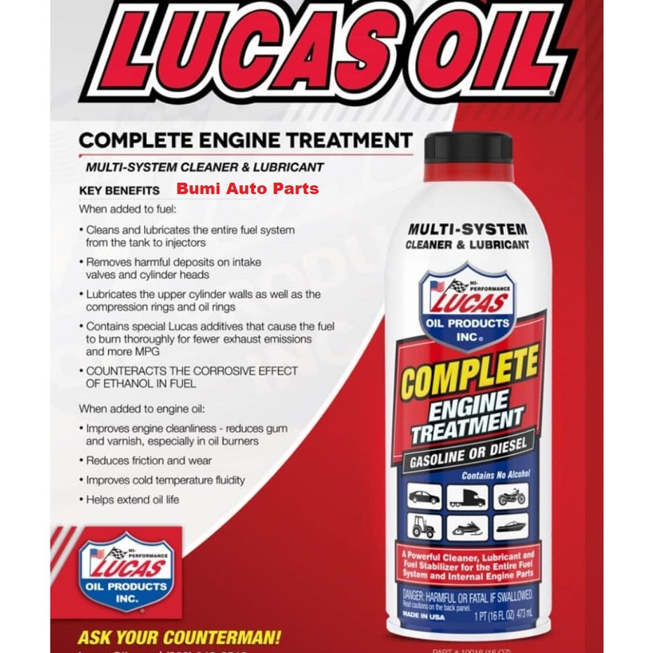LUCAS OIL Treatment Fuel Injector Cleaner Fuel System Cleaner Engine