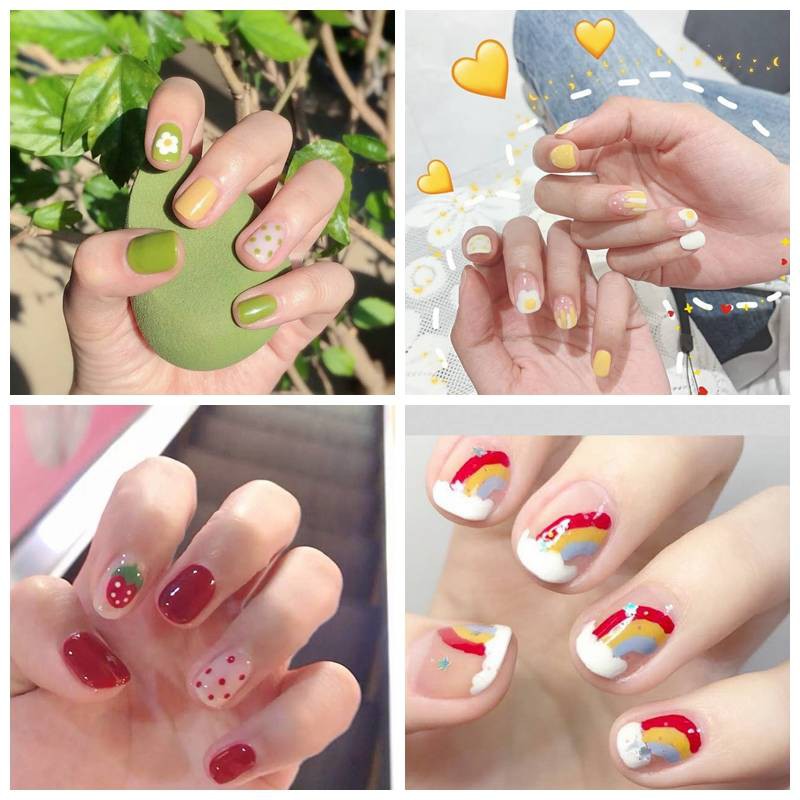 Nail Sticker泫雅花指甲贴纸防水夏日新款ins美甲贴纸甲片成品穿戴美甲可拆卸 Shopee Malaysia