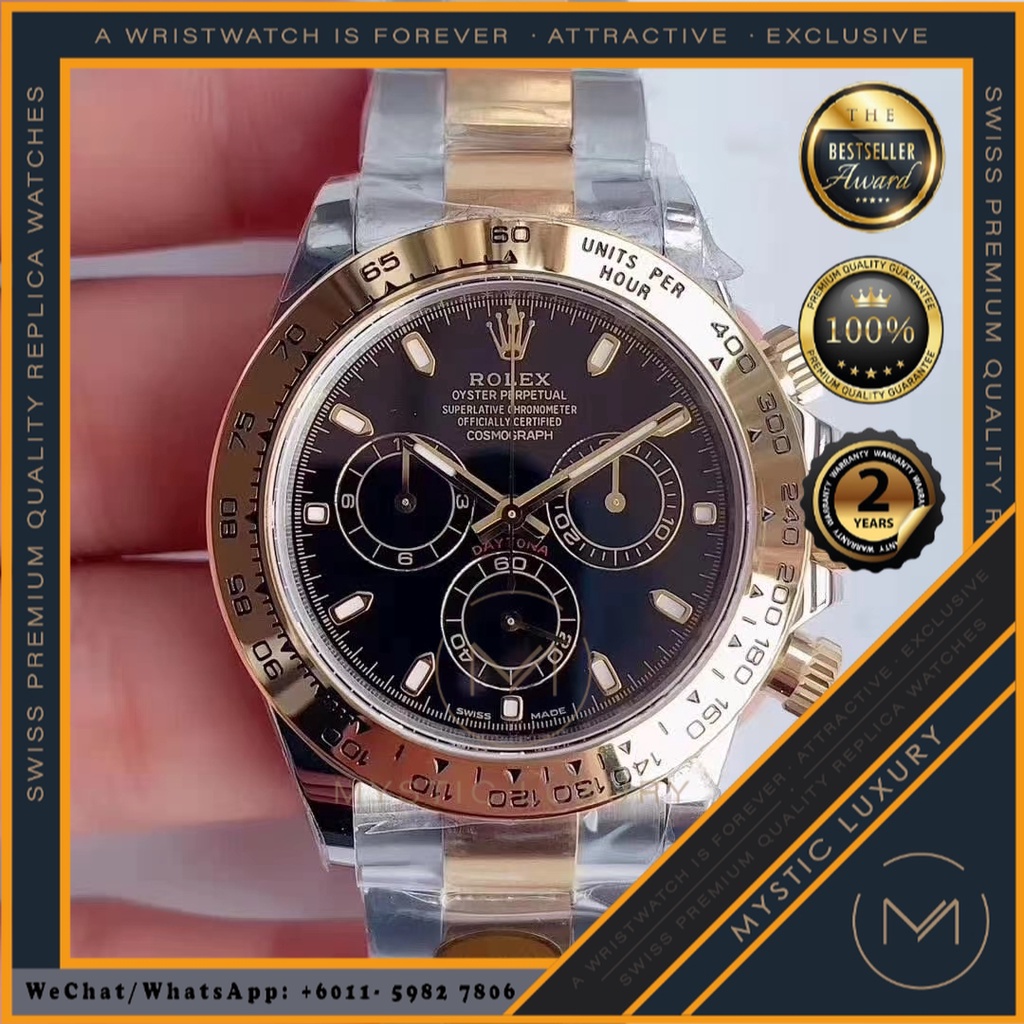 SWISS WATCHRL ROLEXS DAYTONA 116523 40MM GOLD DIAL YG CASE - MYSTIC LUXURY MEN WATCH AUTOMATIC JAM TANGAN