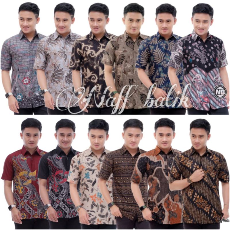 Short Sleeve Male Batik Shirt M L XL XXL Modern Cotton Material