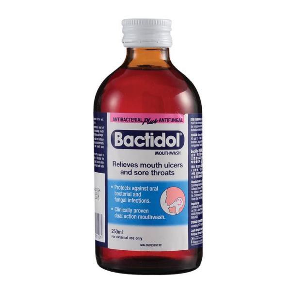 BACTIDOL MOUTHWASH RELIEVES ULCER AND SORE THROATS 250ML*EXP05/2025* Shopee Malaysia