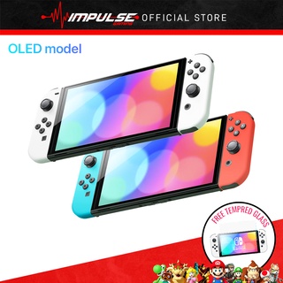 Image of [FREE Tempered Glass] NSW Nintendo Switch Console OLED Model Maxsoft/Export Set - White/Neon