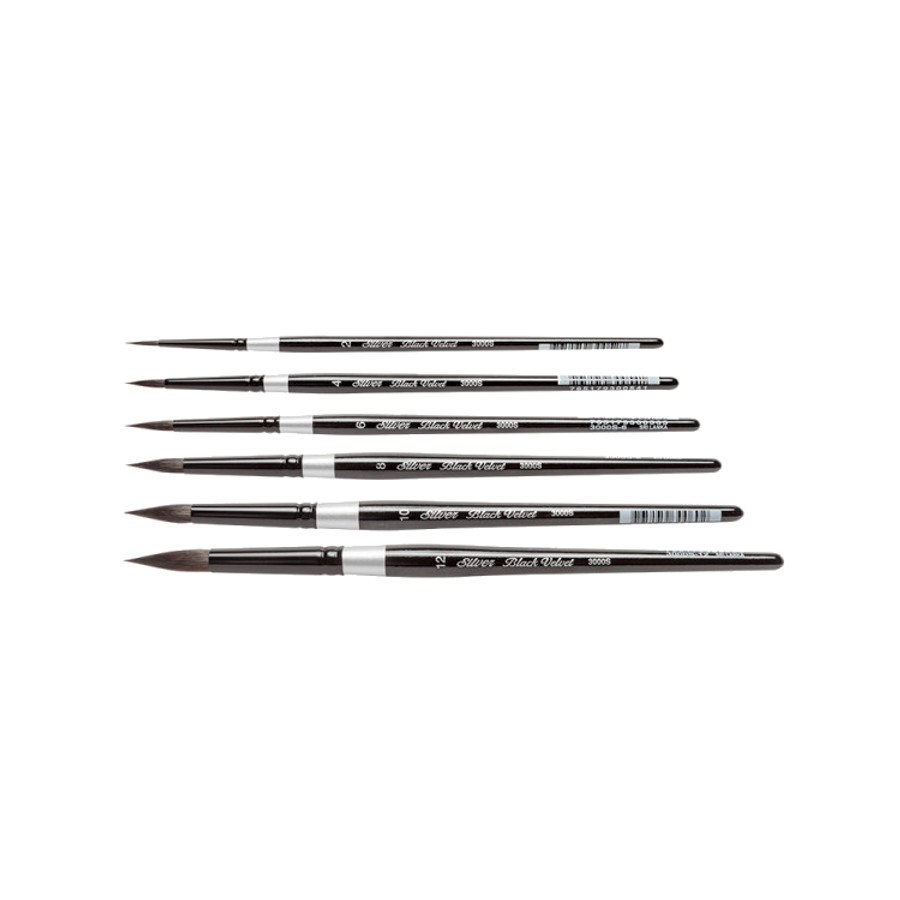 Silver Brush 3000S-12 Black Velvet Short Handle Blend Squirrel and Risslon Brush Size 12 Round 