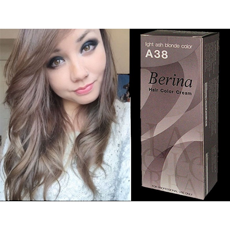 Berina Permanent A38 Color New Hair Dye Cream Light Ash Blonde