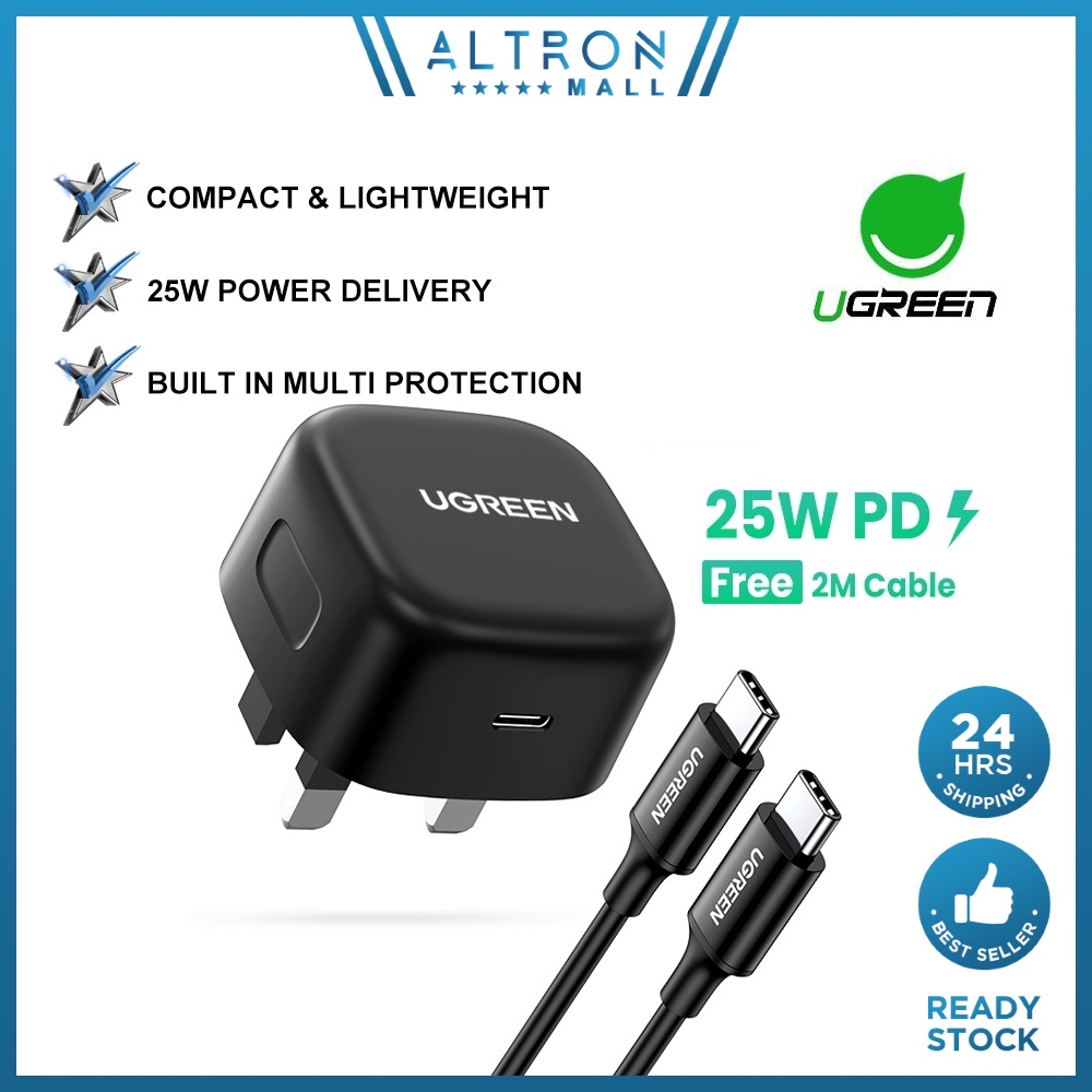 UGREEN 25W PD USB C Type C Quick Charge 4.0 3.0 Charger Type C to USB C Cable iPhone 13 Pro Max iPad Samsung Huawei