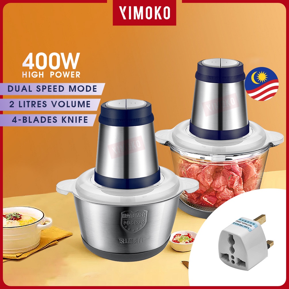 Glass Meat Grinder 2L Food Chopper Extra Knife Blender 400W Food