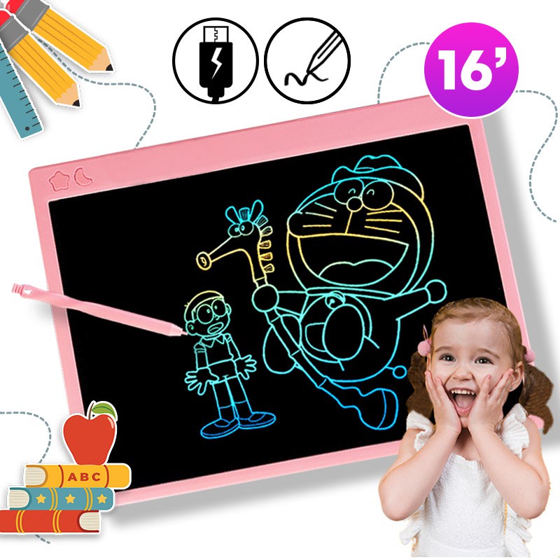 Electronic 16 Inch Rechargeable Writing Drawing Doodle Board Tablet Digital Pad Office Home School Memo Notebook