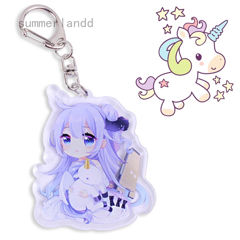 azur lane anime keychain unicorn cute key ring