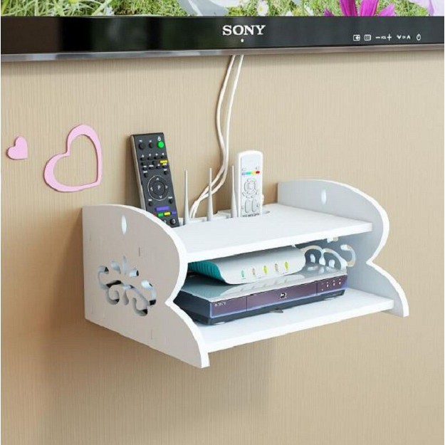 Shelf SetTop Box Rack TV HollowOut Wall Shelving Hanging Storage Box
