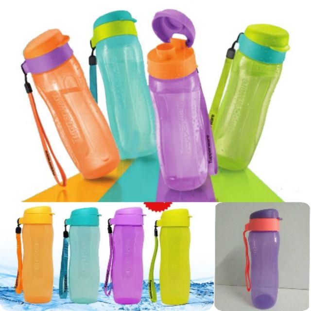 tupperware water bottle 500ml slim eco design air tight with strap