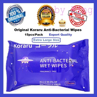 Original Koraru Premium Anti-Bacterial Wet Tissue Tissues Wipe Wipes (15pcs)