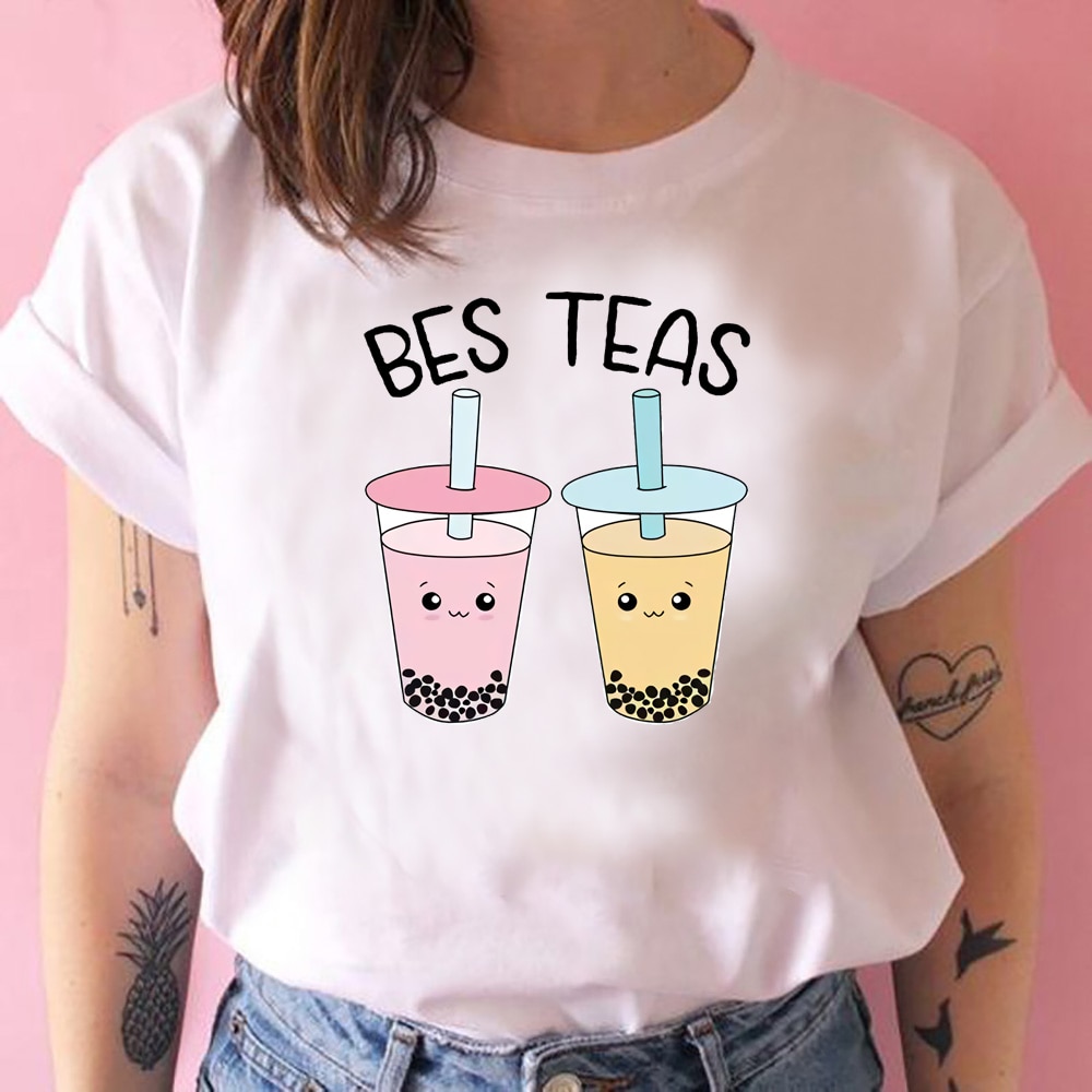 2021 Bes Teas Boba Tea T Shirt Cute Besties Bubble Tea Shirt Kawaii Best Friends Shirt Ulzzang 7971