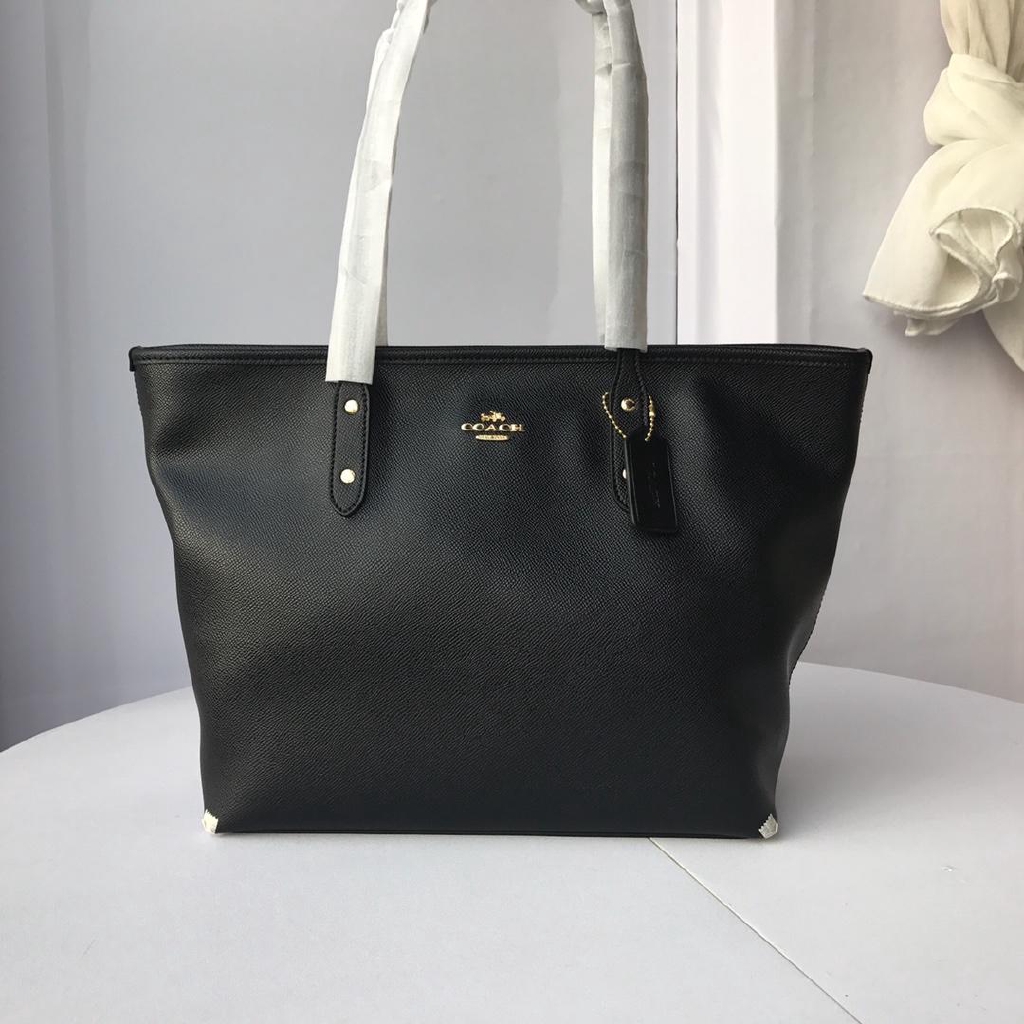 Coach City Zip Tote F58846 Black Crossgrain Leather - ayanawebzine.com