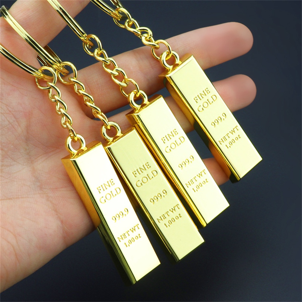 Simple Simulation Gold Bar Metal Keychain Creative Keyring Handbag Pendant Accessories for Women Car Key Holder Charms Gifts