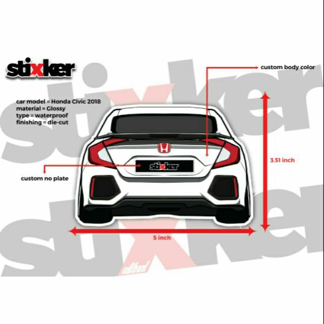 Sticker Belakang Kereta Honda Civic2018 Shopee Malaysia