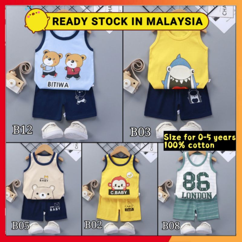 Baju baby baju budak Set Cute Cartoon Boy Girl Toddler Baju baby baju budak Set Cute Cartoon Boy Girl Toddler