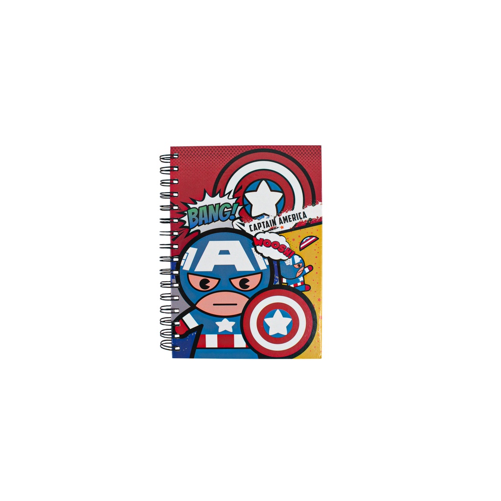 Marvel Kawaii A5 Hard Cover Ring Notebook - Captain America Blue Colour For School & Office